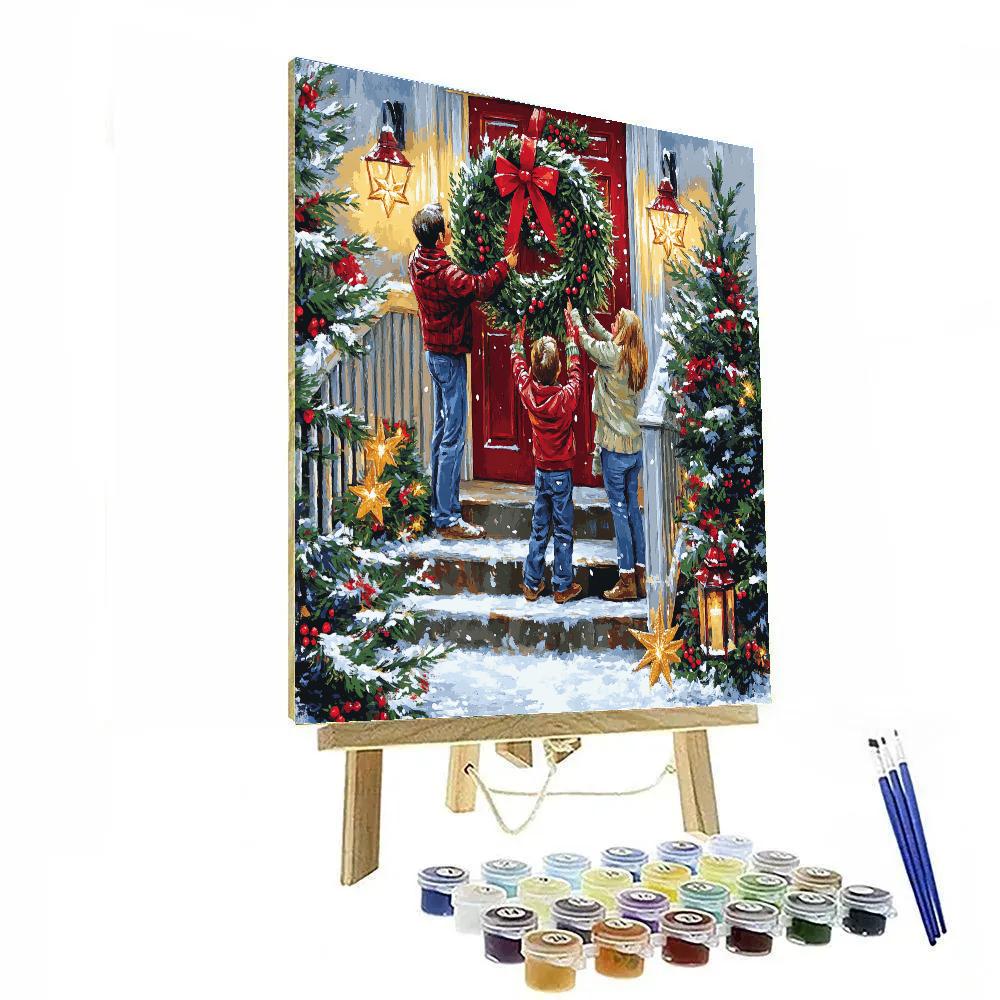 Wreath Hanging Together painting number kit