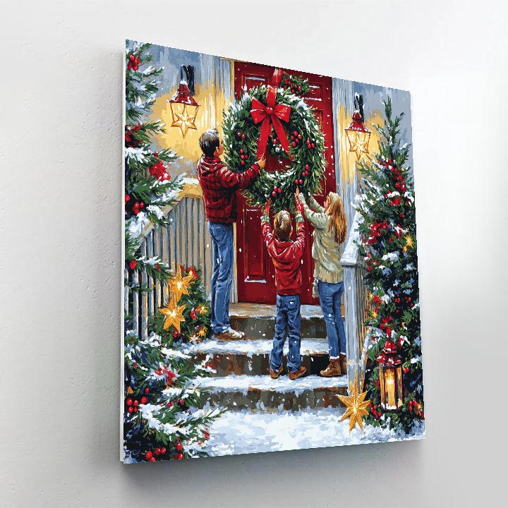 Wreath Hanging Together painting number kit