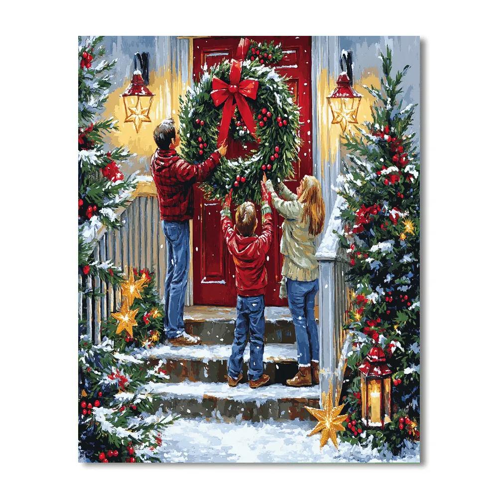 Wreath Hanging Together painting number kit
