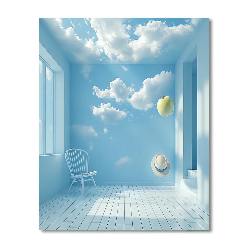 Rene Magritte Inspired Cloud Room paint by numbers
