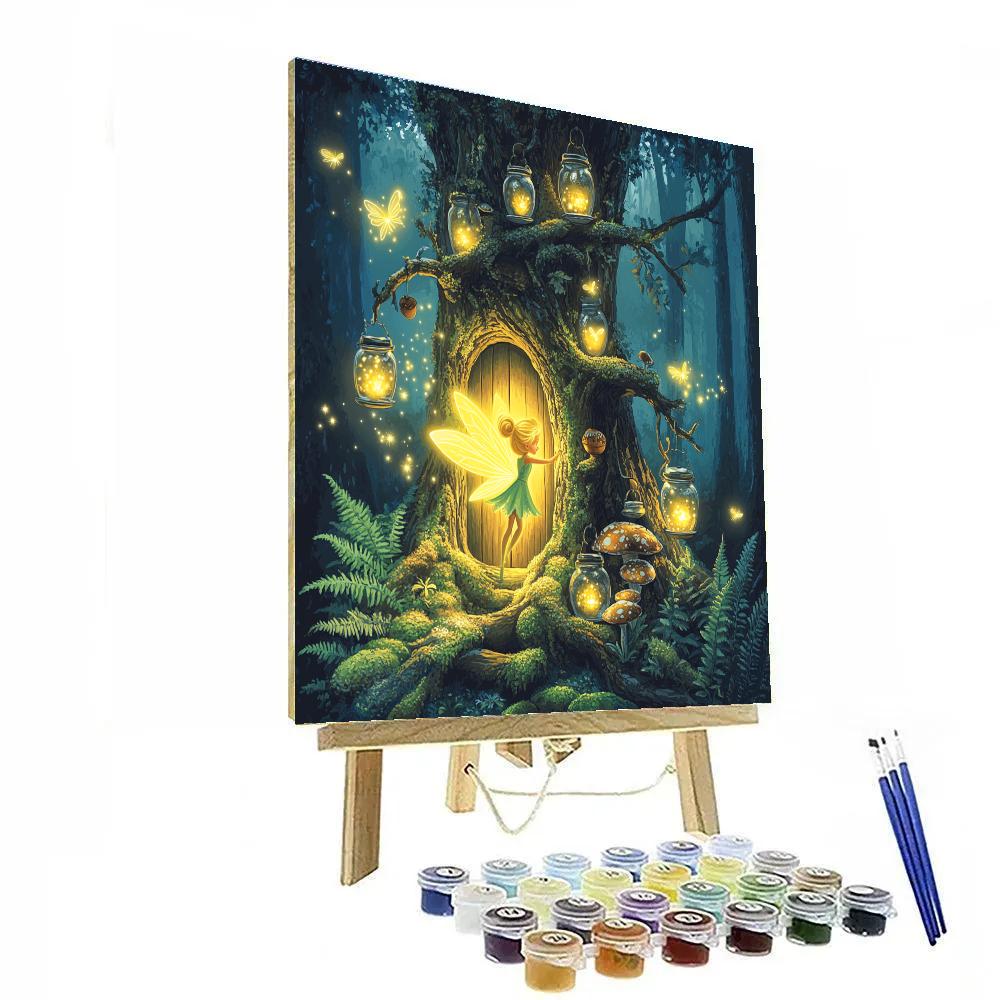 Tinker Bell Forest Glow Hideout Disney Inspired paint by number