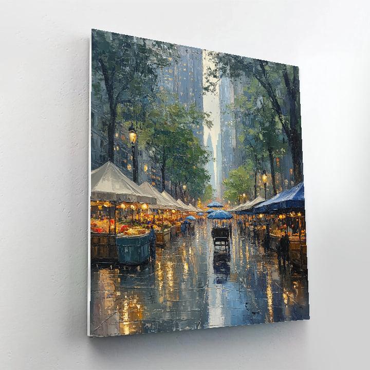 Camille Pissarro Inspired Market Street Rain painting number kit