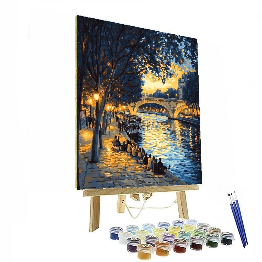 Seine River Banks At Dusk Paris France Paint by numbers kits