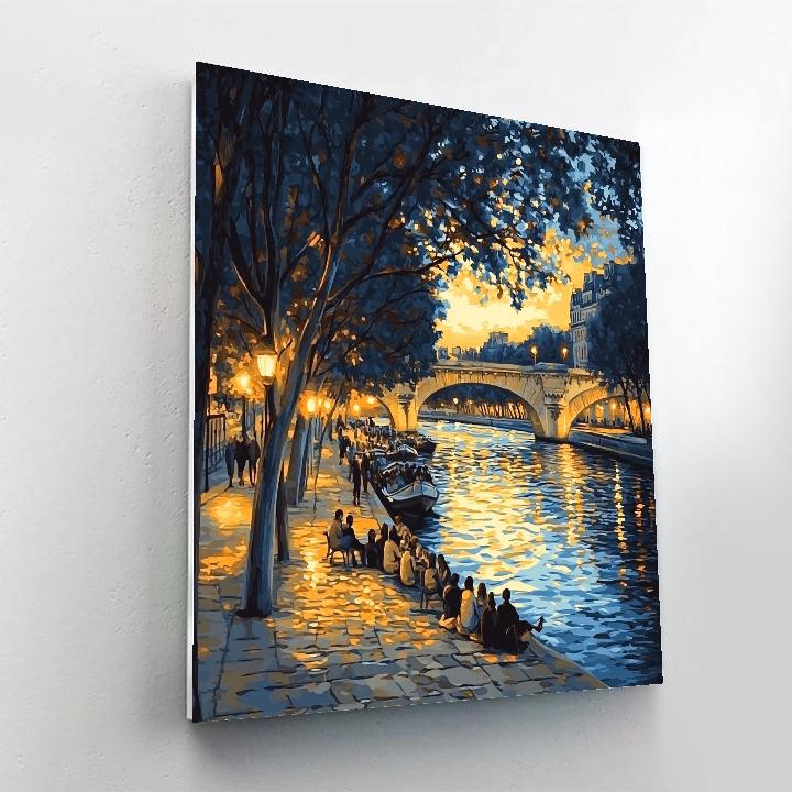 Seine River Banks At Dusk Paris France Paint by numbers kits