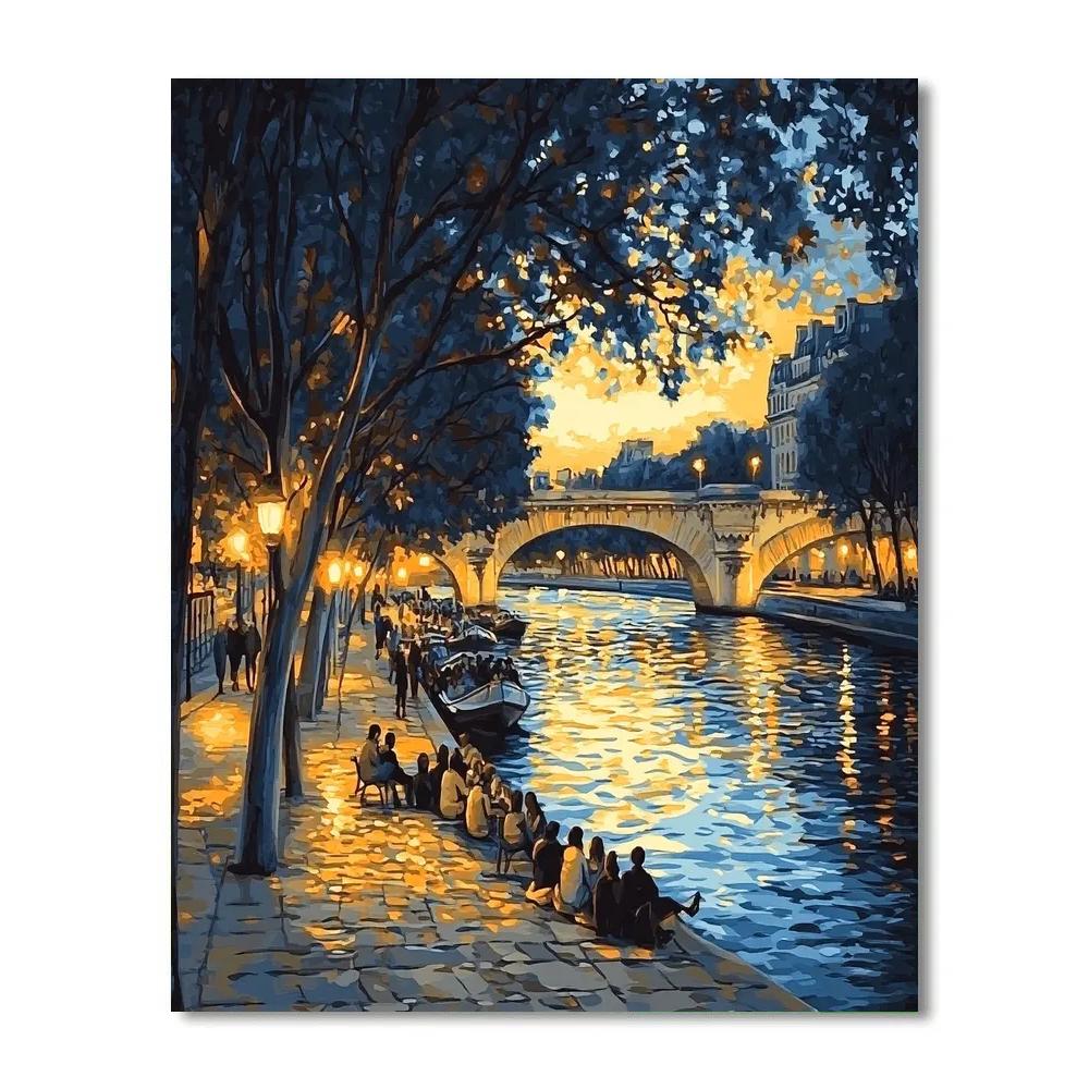 Seine River Banks At Dusk Paris France Paint by numbers kits