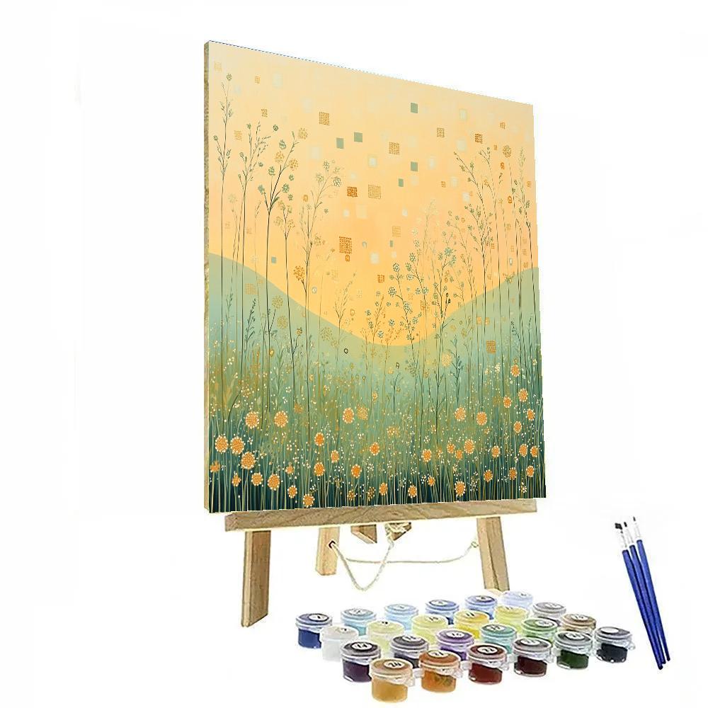 Gustav Klimt Inspired Golden Meadow At Dawn Paint by numbers kits