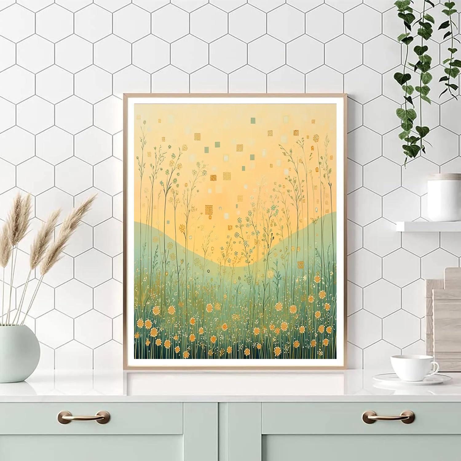 Gustav Klimt Inspired Golden Meadow At Dawn Paint by numbers kits