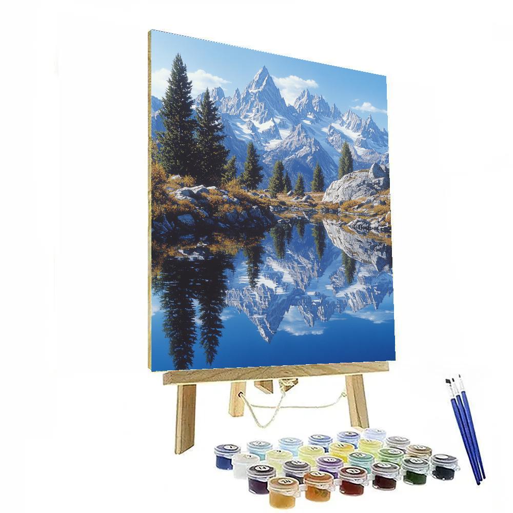 Ansel Adams Inspired Mountain Lake paint by numbers