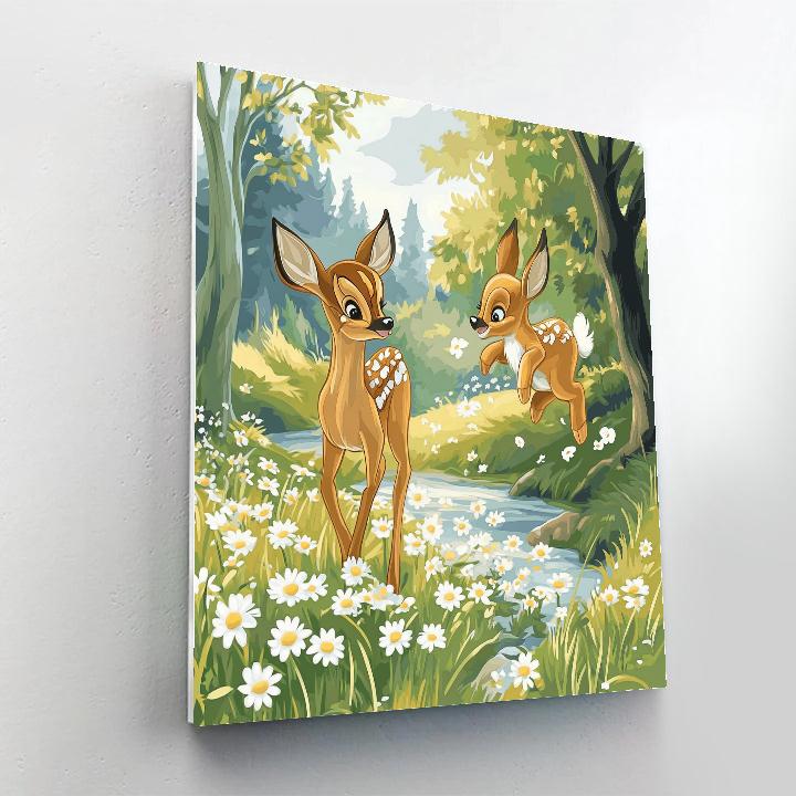 Bambi And Thumper Spring Meadow Hops Disney Inspired painting number kit