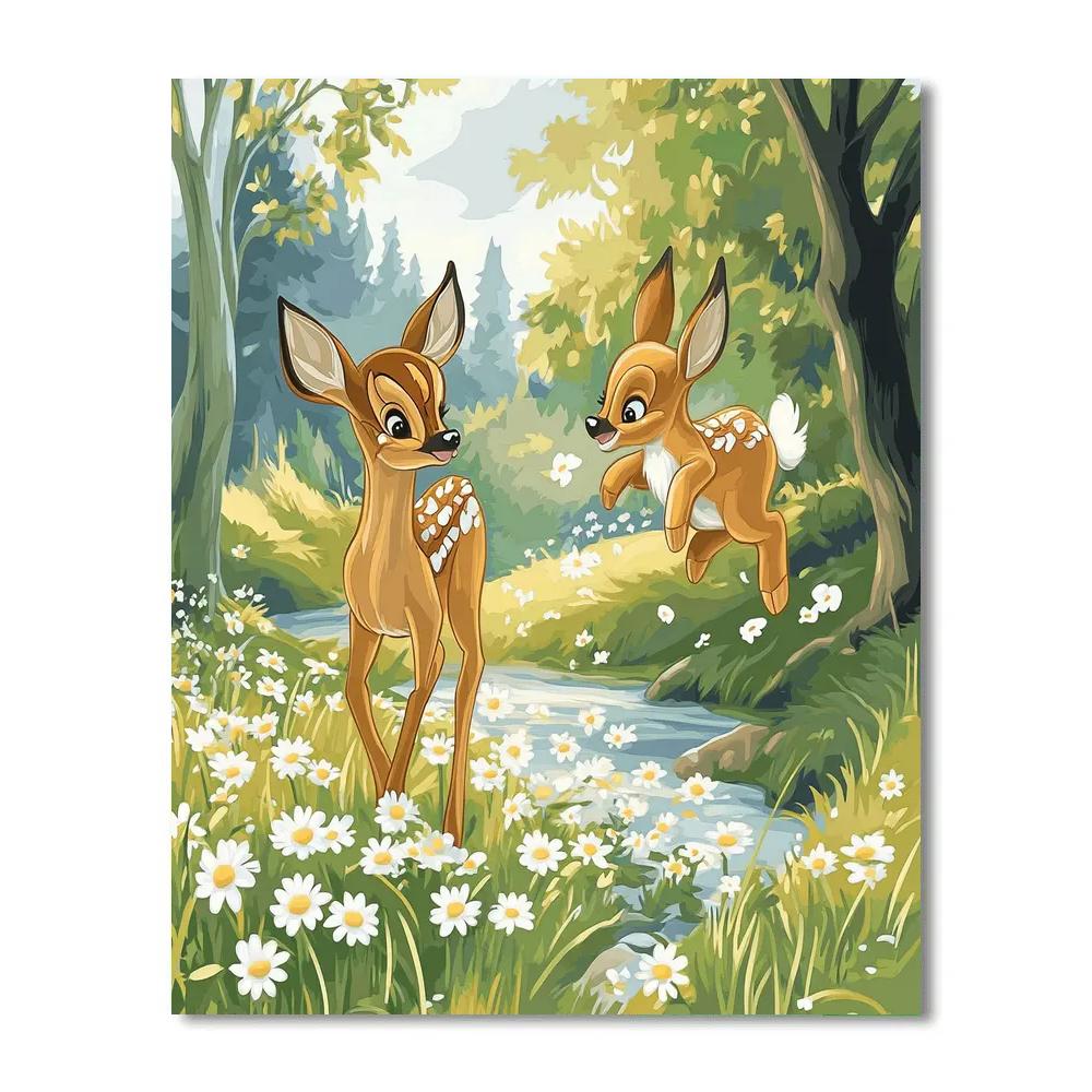 Bambi And Thumper Spring Meadow Hops Disney Inspired painting number kit
