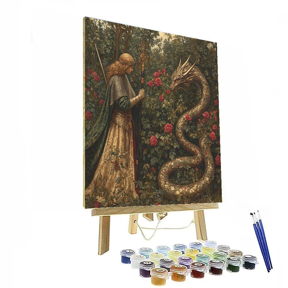 Edward Burne Jones Inspired Knight And Dragon Paint by numbers art