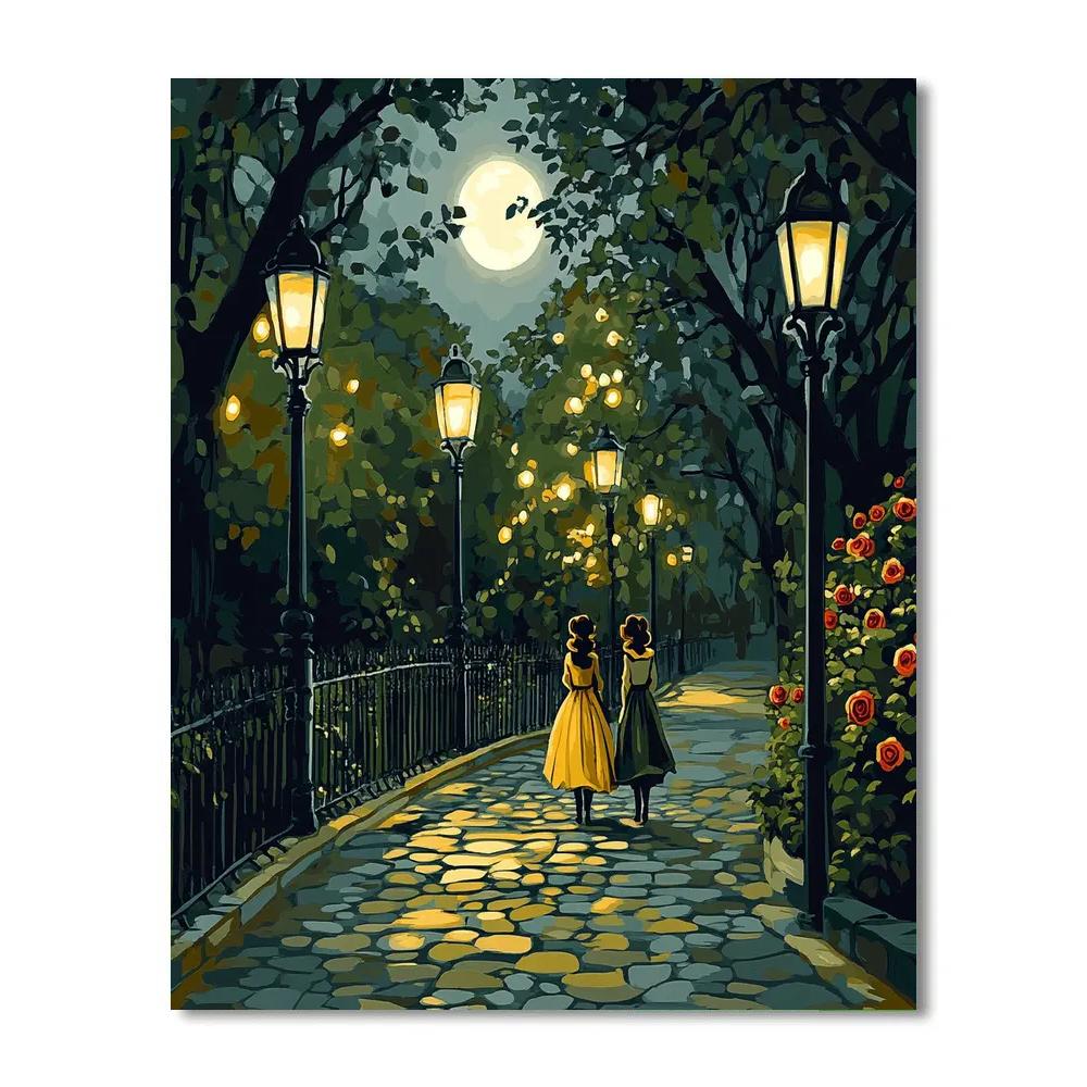 Lady And Tramp Moonlit Park Path Disney Inspired Painting by numbers kit