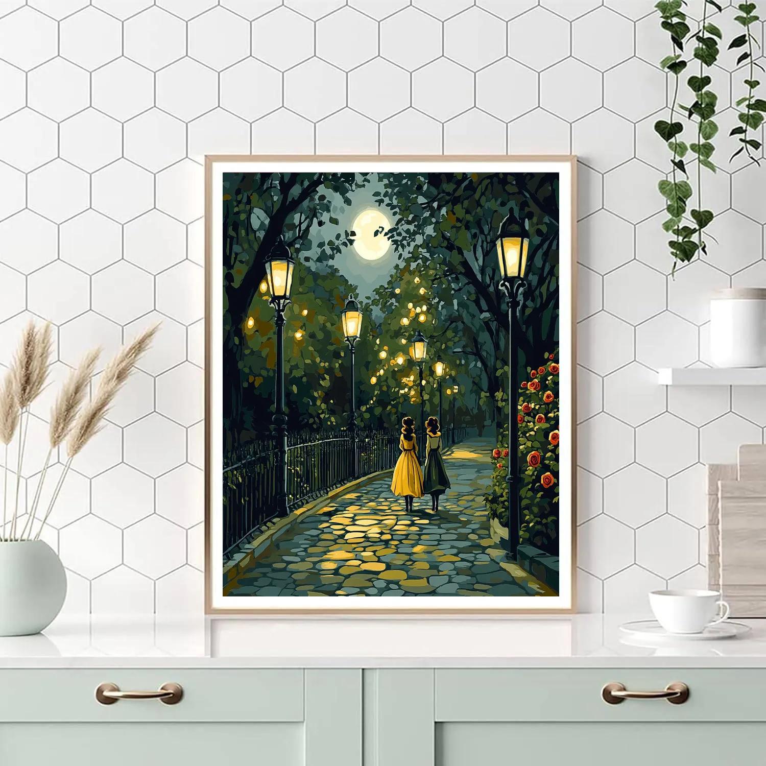 Lady And Tramp Moonlit Park Path Disney Inspired Painting by numbers kit