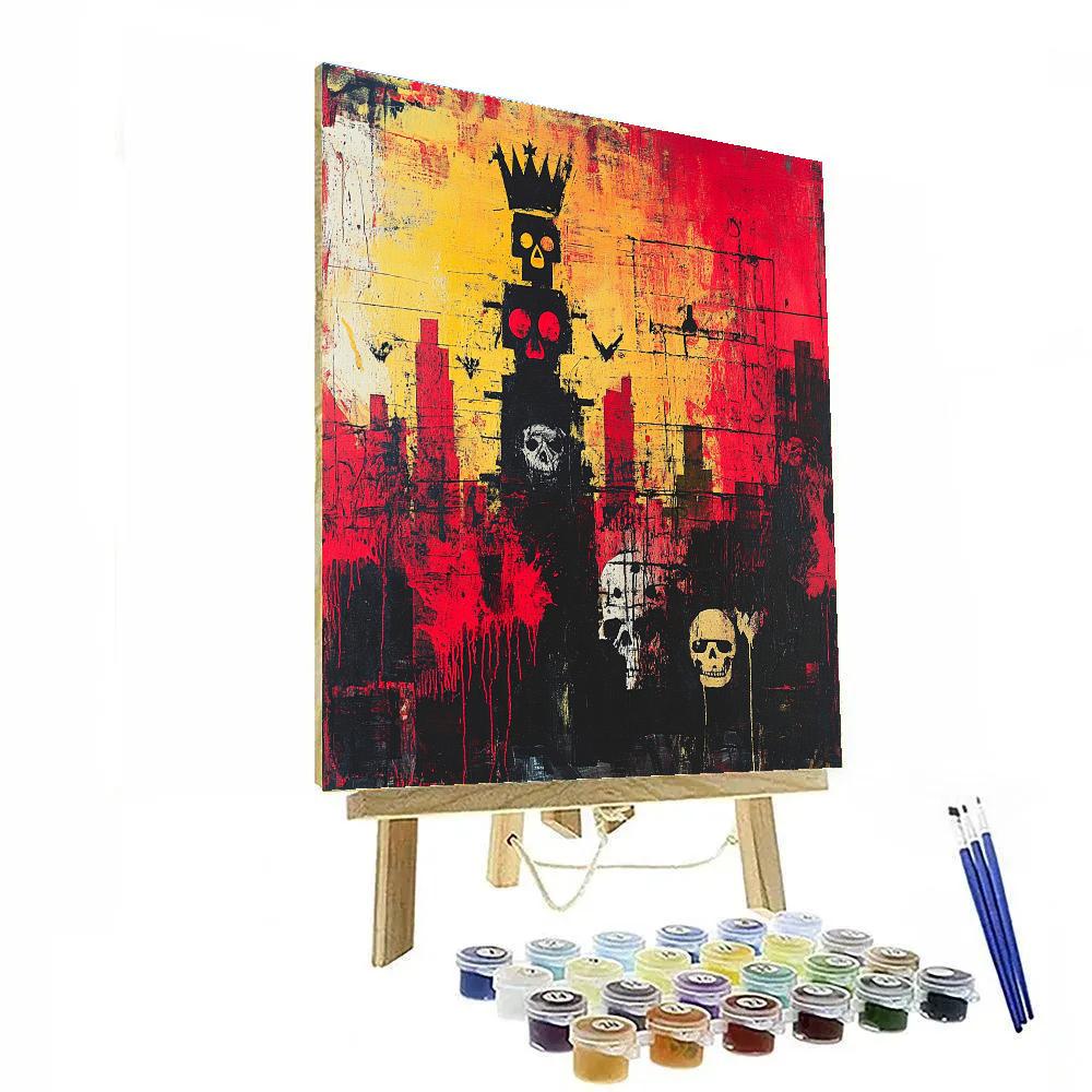 Jean Michel Basquiat Inspired Crowned City Number painting