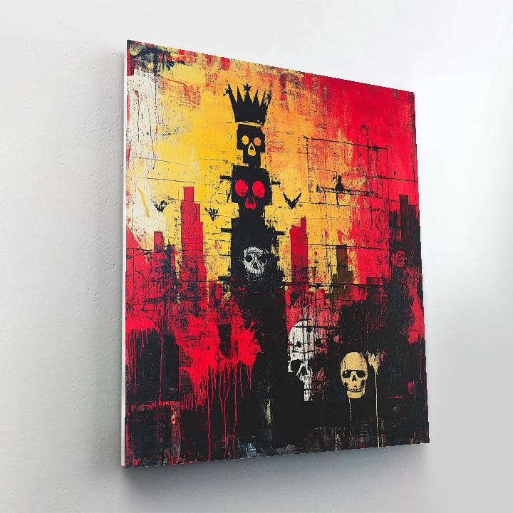 Jean Michel Basquiat Inspired Crowned City Number painting