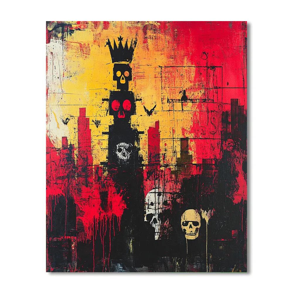 Jean Michel Basquiat Inspired Crowned City Number painting