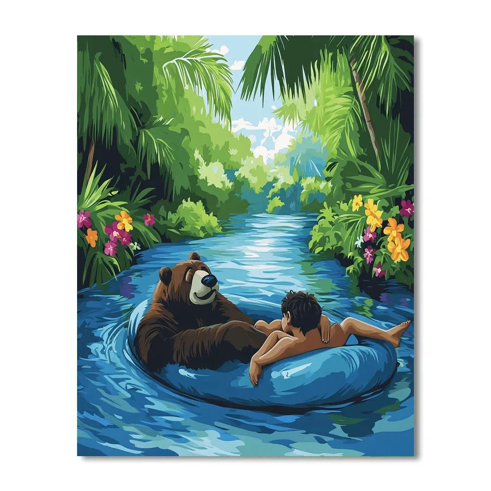 Baloo And Mowgli River Raft Groove Disney Inspired paint by color