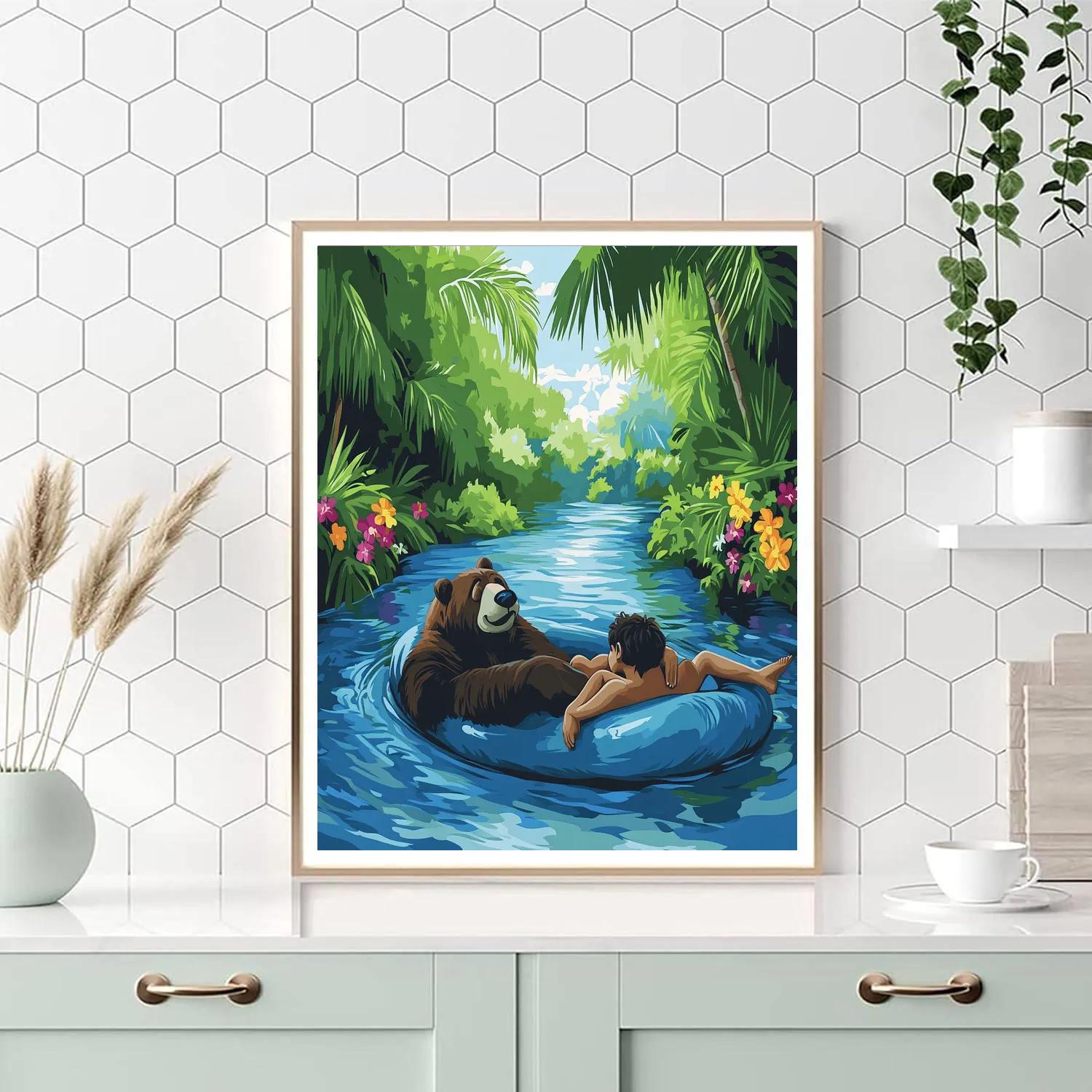 Baloo And Mowgli River Raft Groove Disney Inspired paint by color