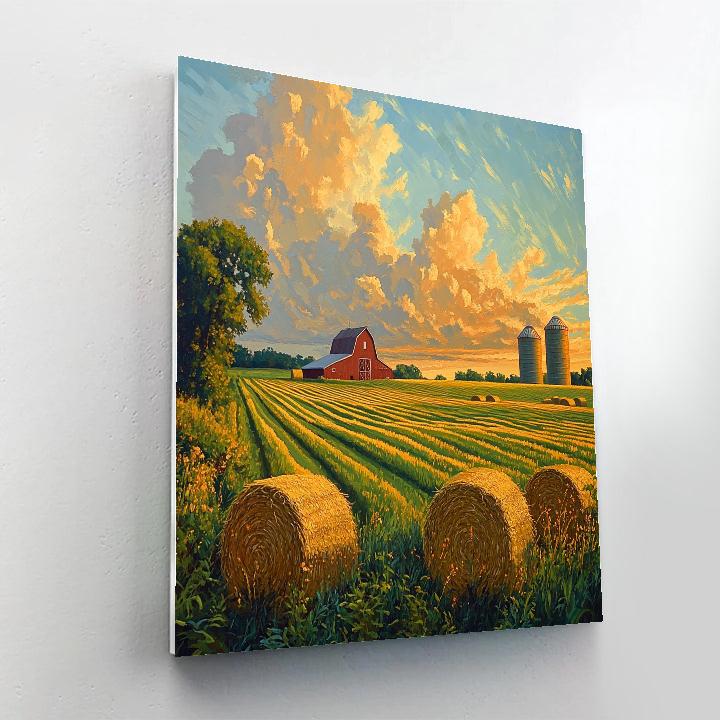 Grant Wood Inspired Countryside Harvest paint by color