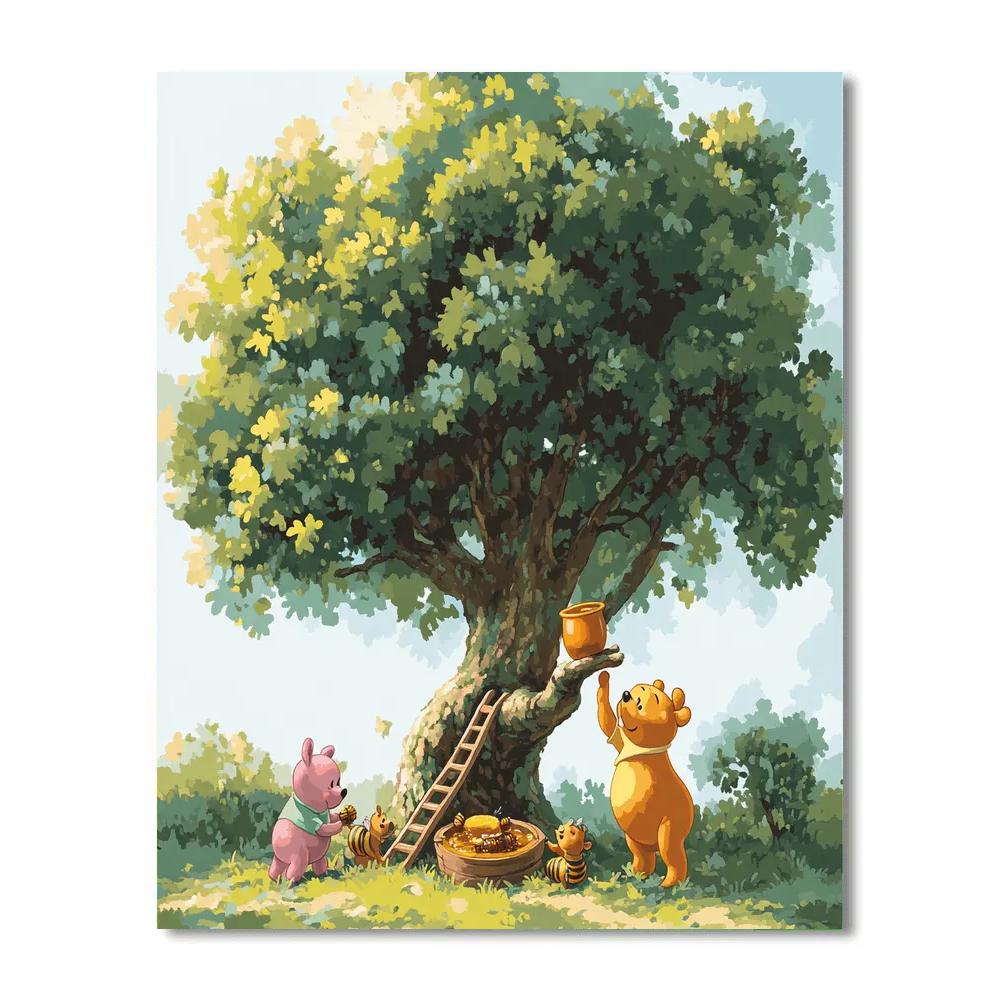 Winnie The Pooh And Piglet Honey Tree Day Disney Inspired paint by number