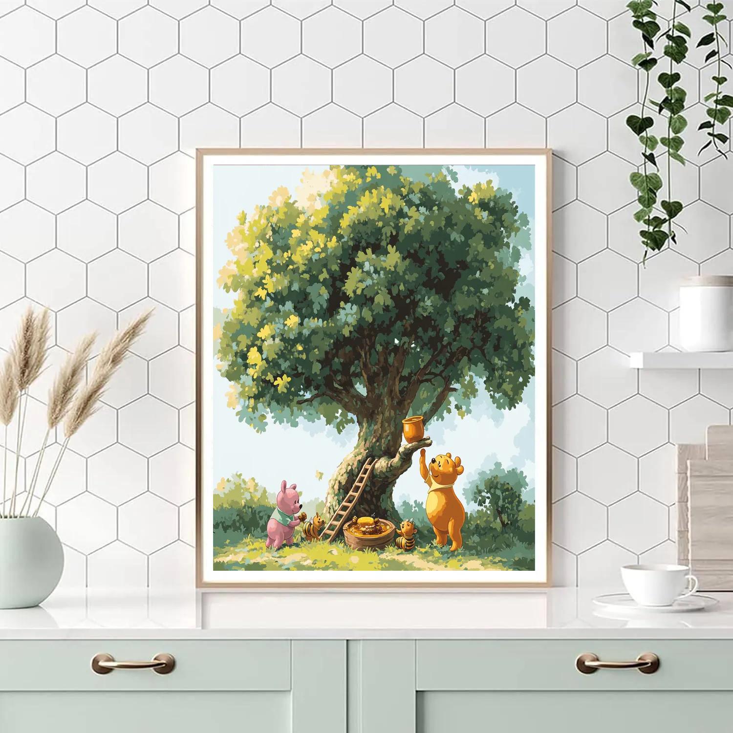 Winnie The Pooh And Piglet Honey Tree Day Disney Inspired paint by number