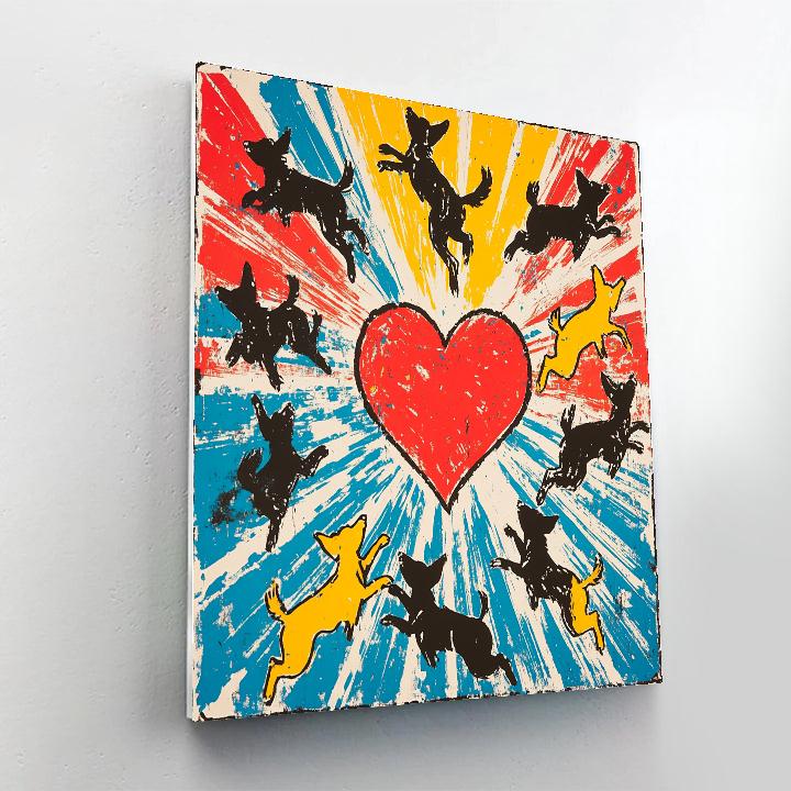 Keith Haring Inspired Dancing Dogs Paint by numbers kits