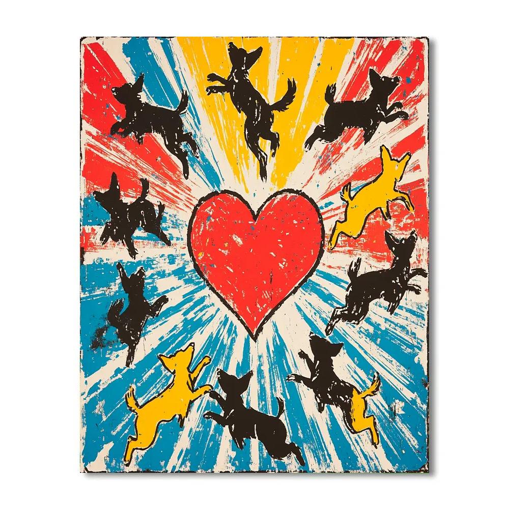 Keith Haring Inspired Dancing Dogs Paint by numbers kits