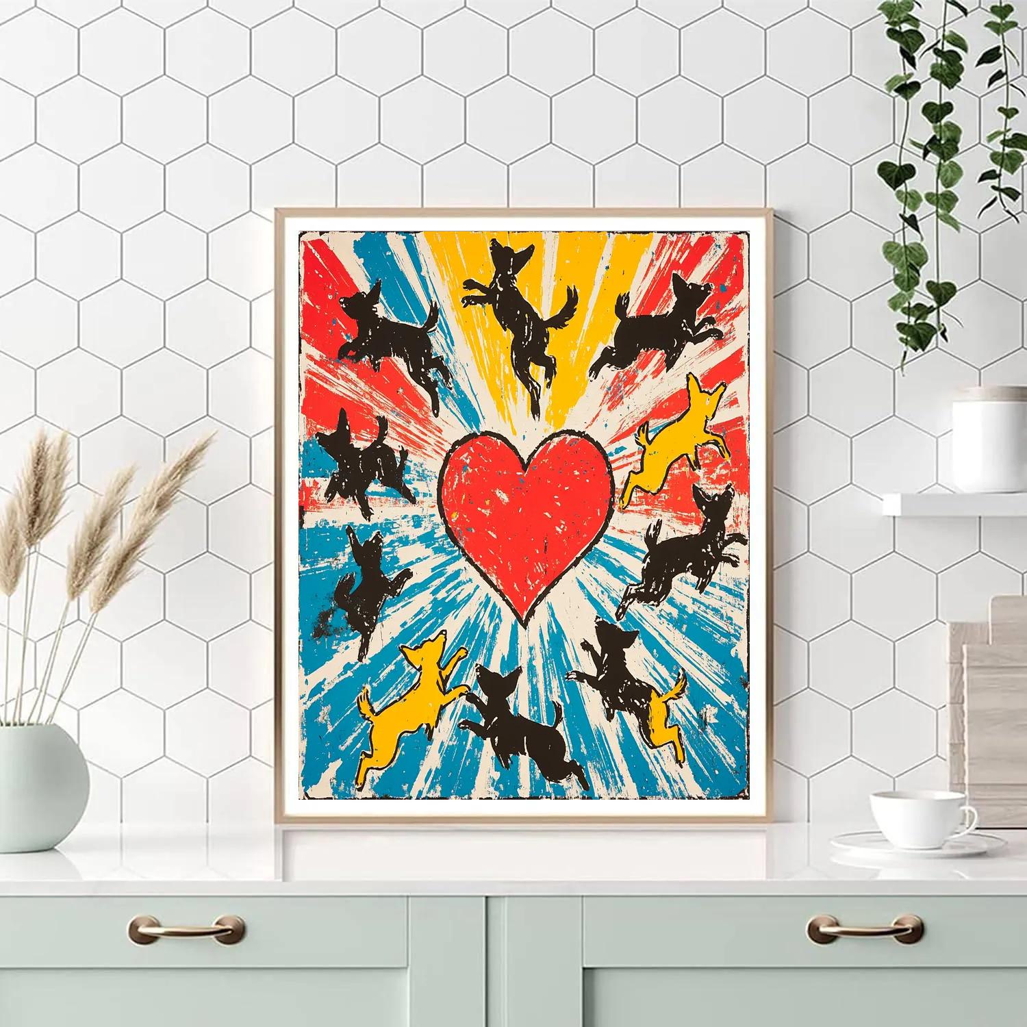 Keith Haring Inspired Dancing Dogs Paint by numbers kits