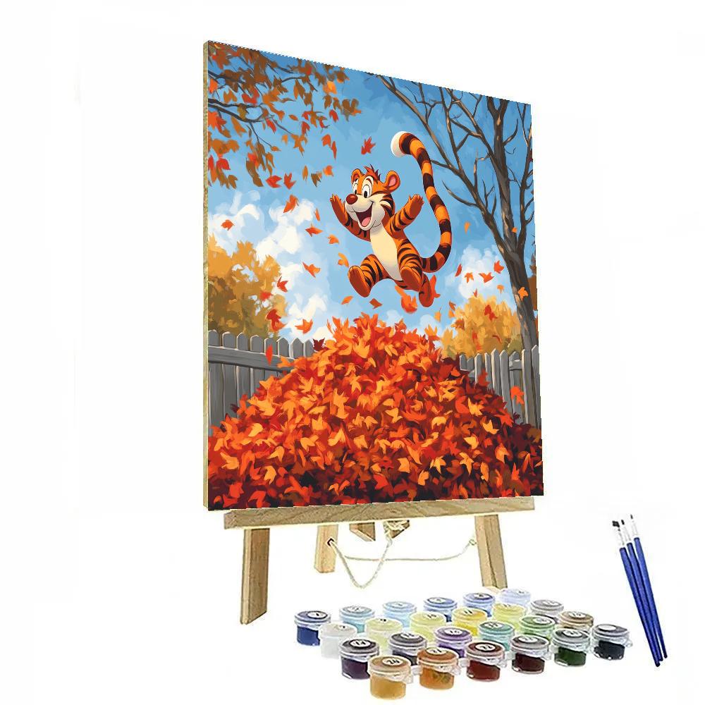 Tigger Autumn Leaf Bounce Disney Inspired Number painting