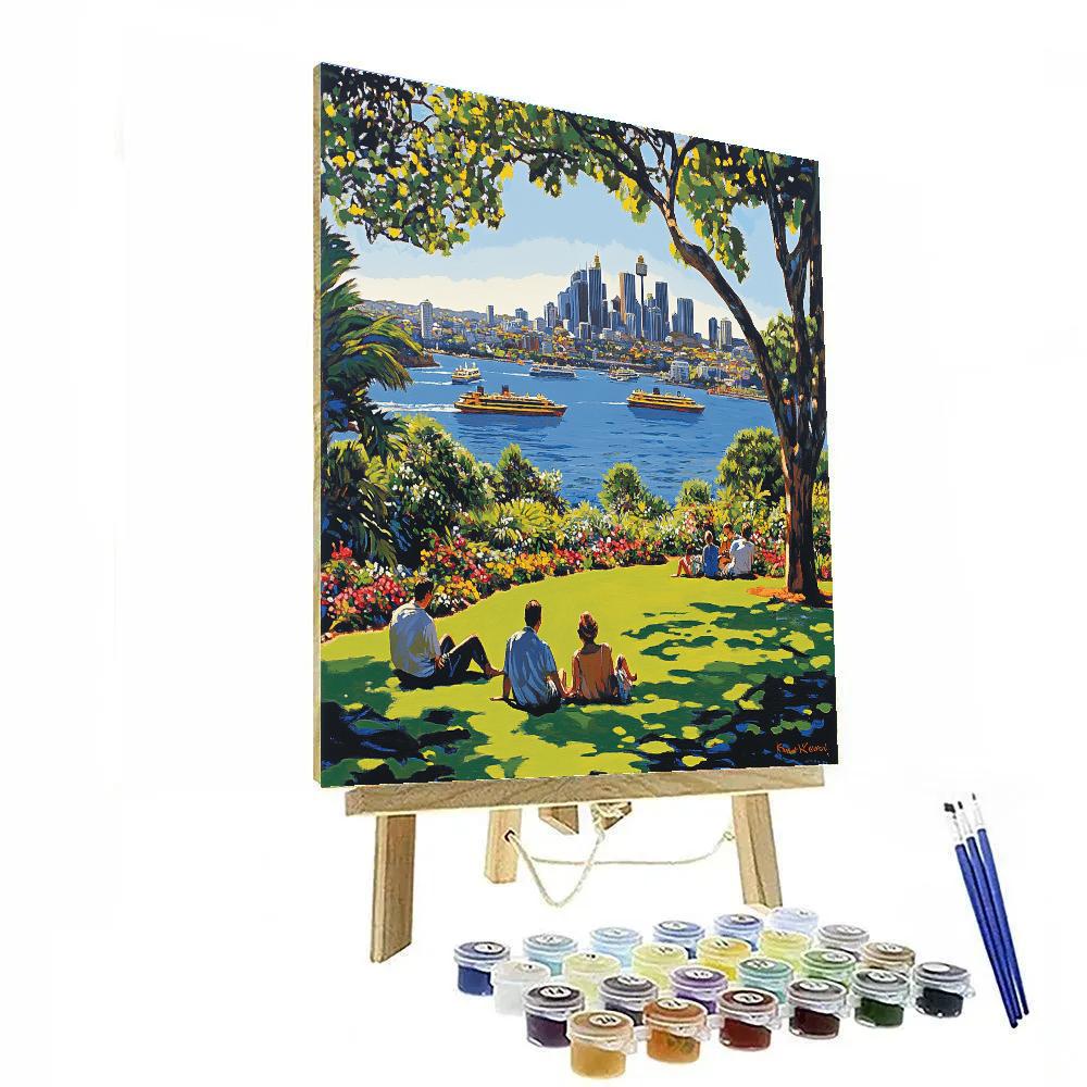 Royal Botanic Garden Harbour Lawn Sydney Australia paint by color