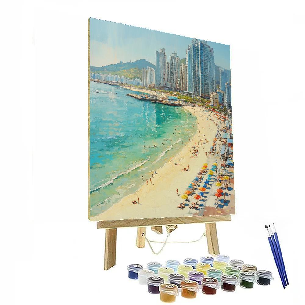 Busan Haeundae Beach Skyline South Korea Paint by numbers art