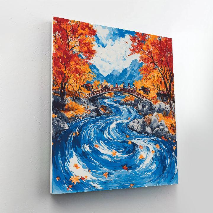 Hokusai Inspired Autumn Maple River DIY paint by numbers