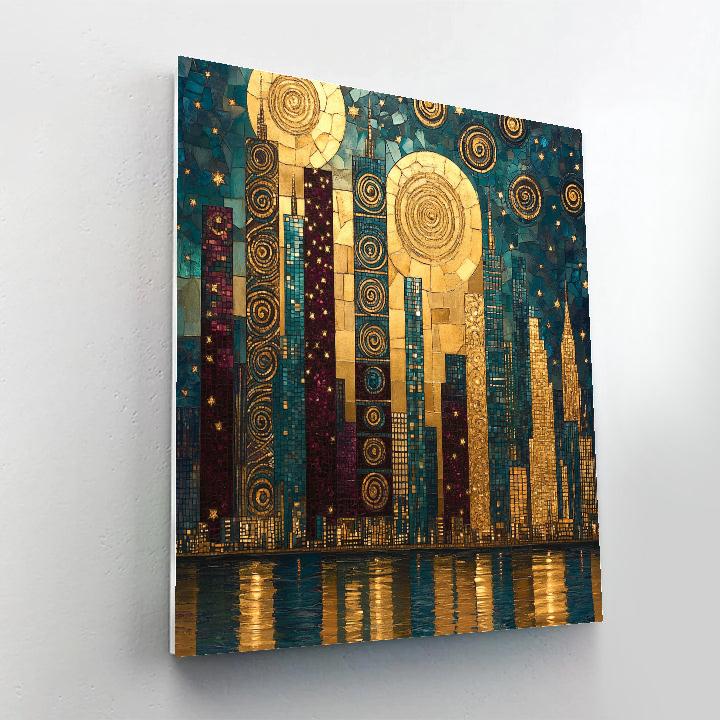 Gustav Klimt Inspired Golden Citylights Number painting