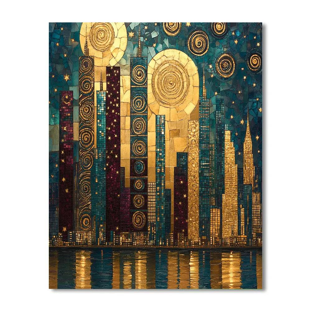 Gustav Klimt Inspired Golden Citylights Number painting