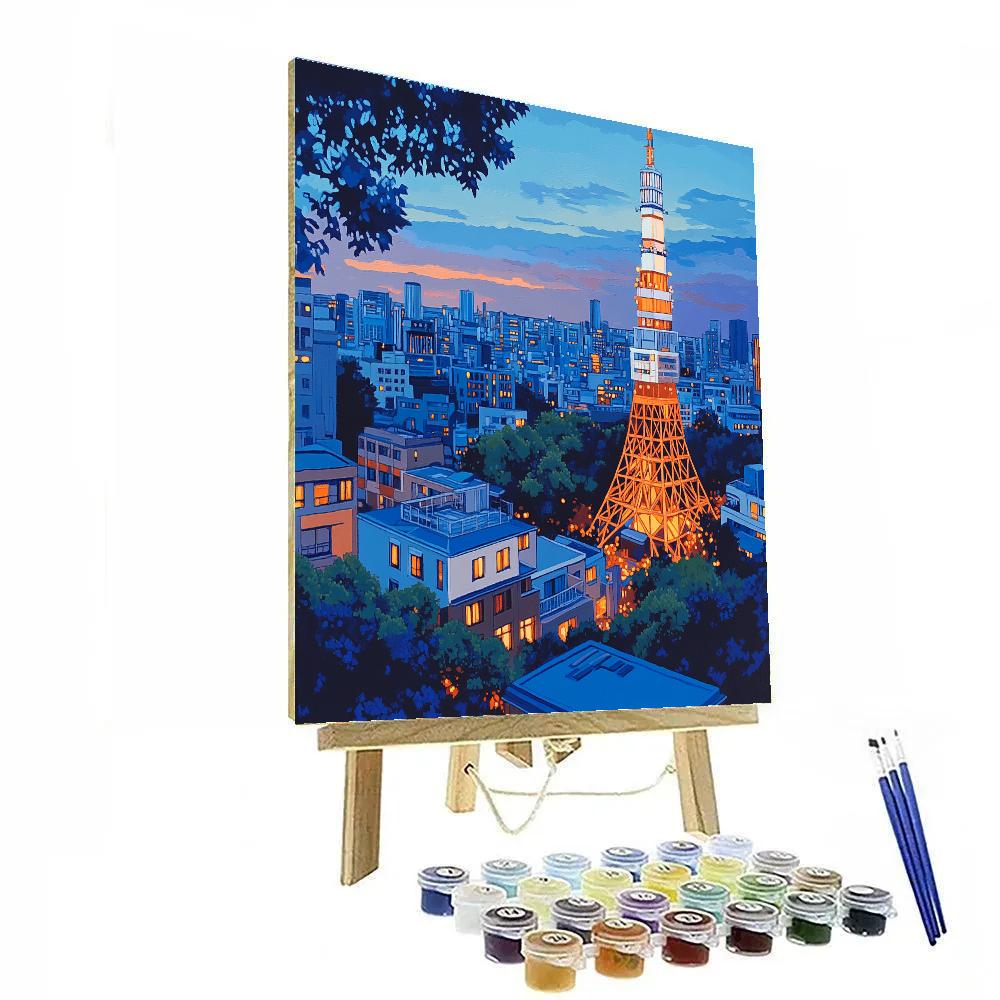 Tokyo Tokyo Tower Evening Glow Japan paint by numbers