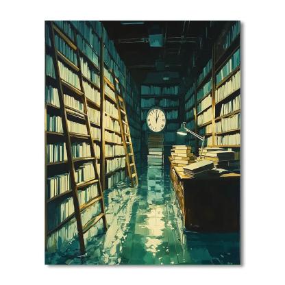 Salvador Dali Inspired Melting Library Number painting