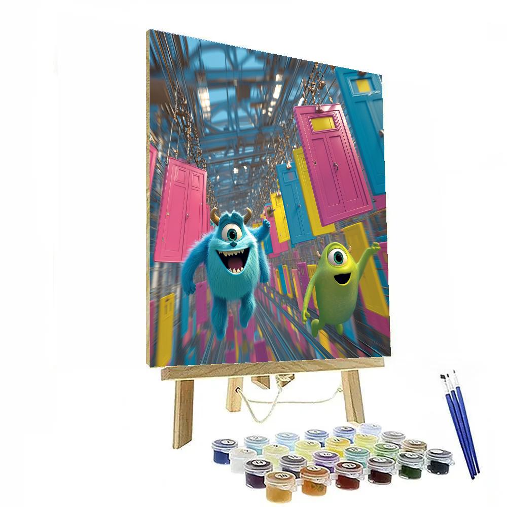 Sulley And Mike Monsters Inc Door Chase Disney Inspired Numbered painting kits
