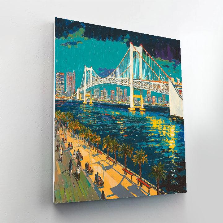 Tokyo Odaiba Waterfront Rainbow Bridge View Japan paint by color