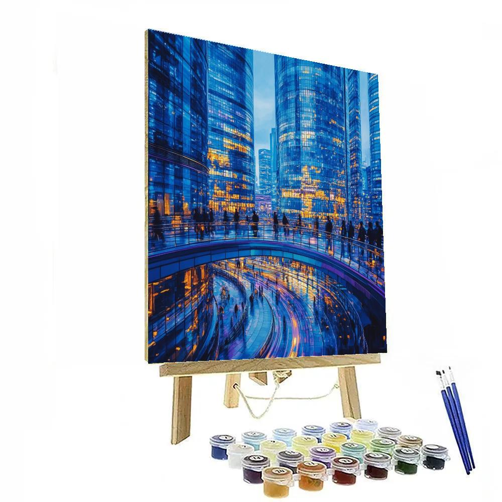 Shanghai Lujiazui Skywalk Night China Numbered painting kits