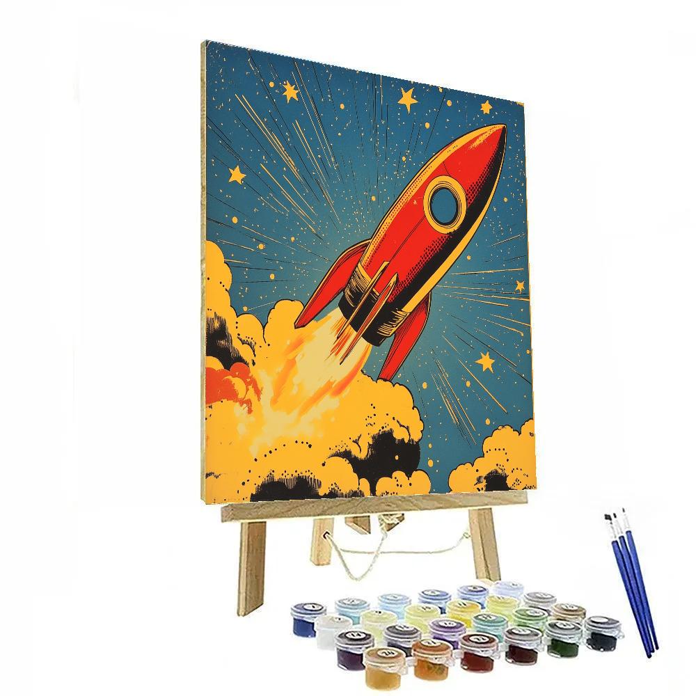 Roy Lichtenstein Inspired Pop Rocket Launch Painting by numbers kit