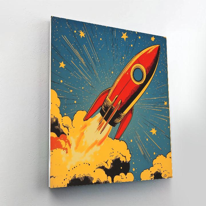 Roy Lichtenstein Inspired Pop Rocket Launch Painting by numbers kit