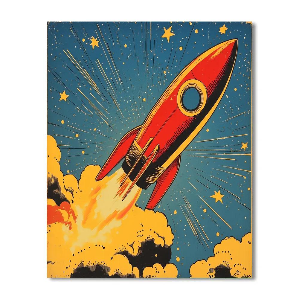 Roy Lichtenstein Inspired Pop Rocket Launch Painting by numbers kit