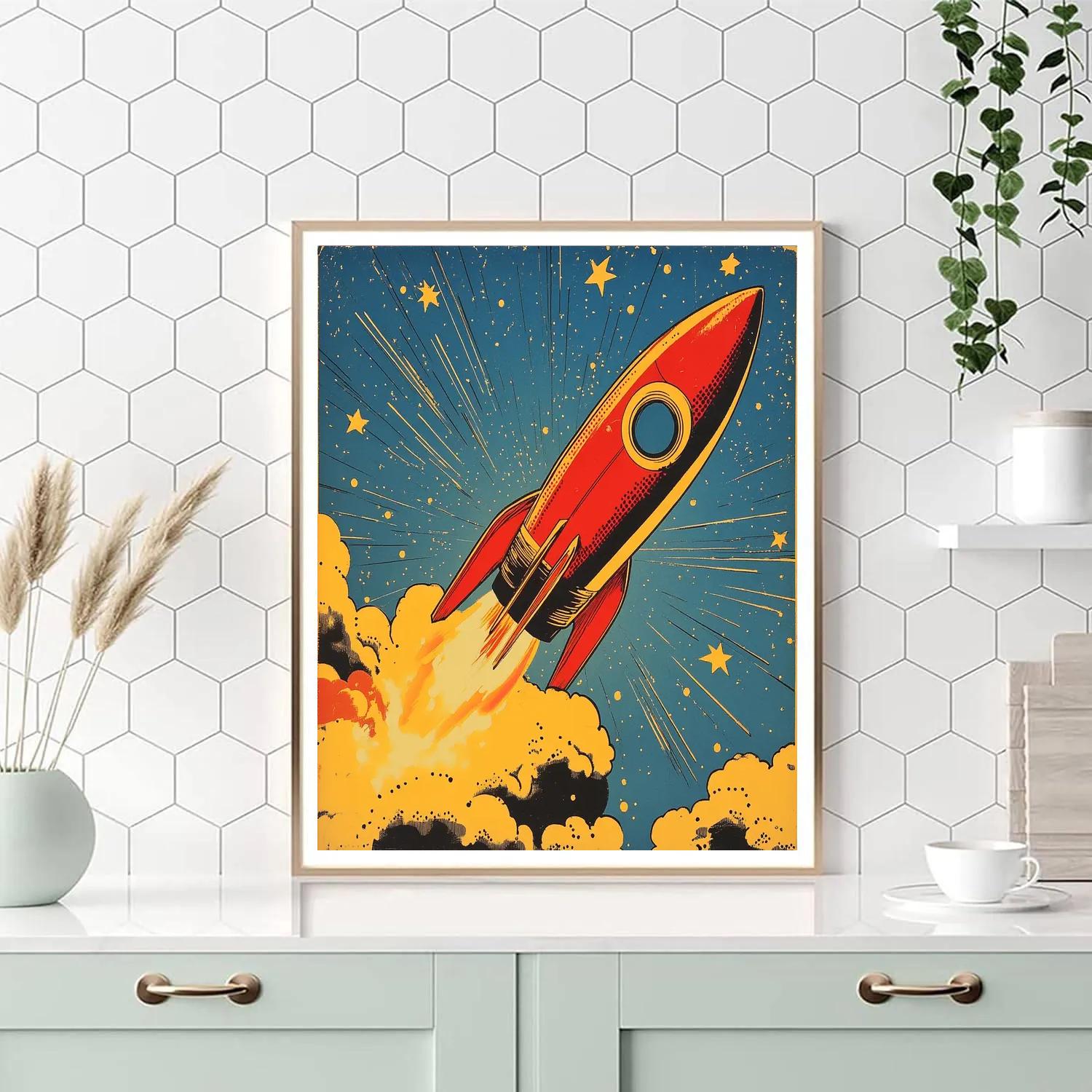 Roy Lichtenstein Inspired Pop Rocket Launch Painting by numbers kit