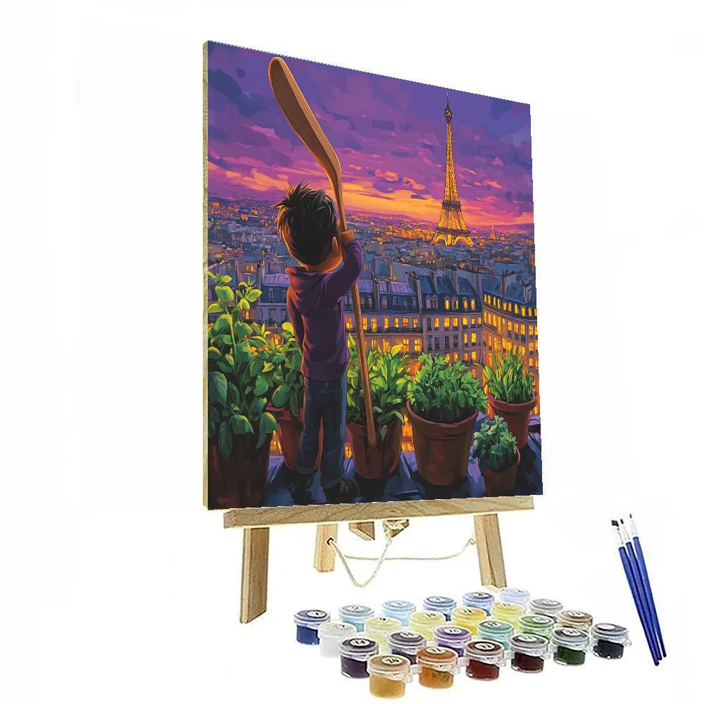 Remy Paris Rooftop Cooking Dream Disney Inspired paint by number