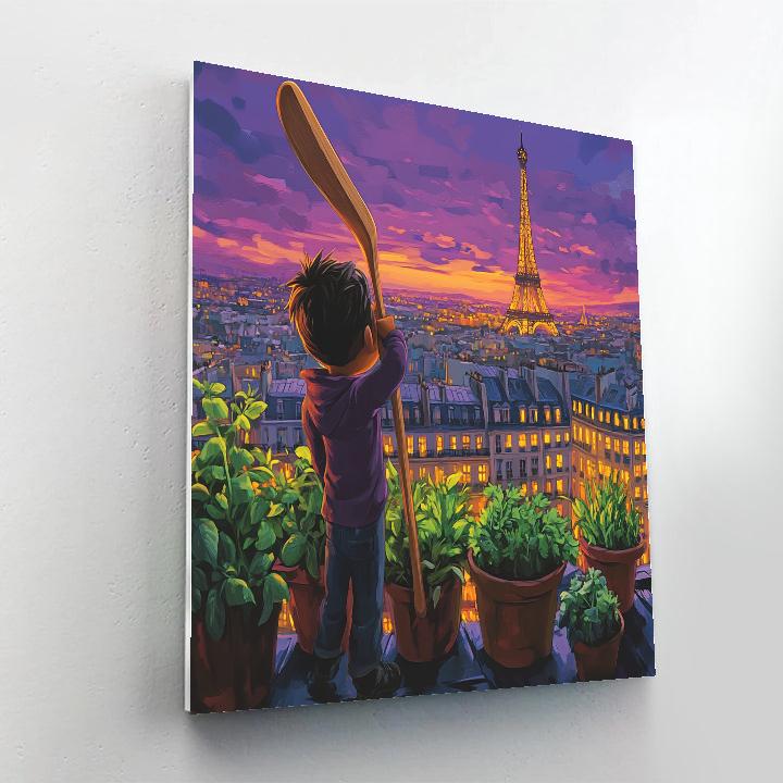 Remy Paris Rooftop Cooking Dream Disney Inspired paint by number