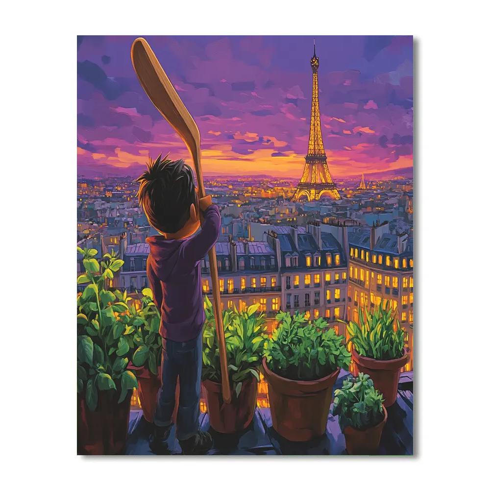 Remy Paris Rooftop Cooking Dream Disney Inspired paint by number
