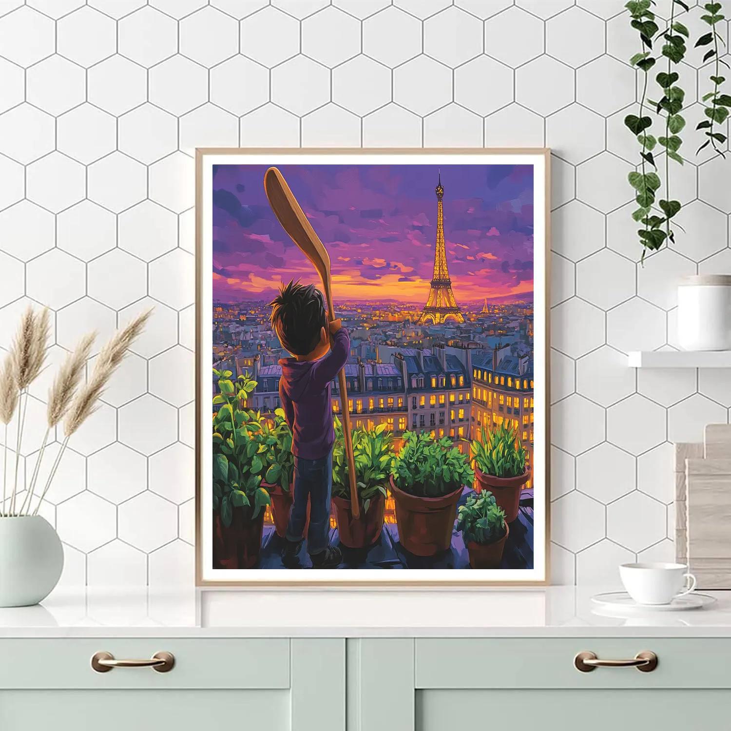 Remy Paris Rooftop Cooking Dream Disney Inspired paint by number