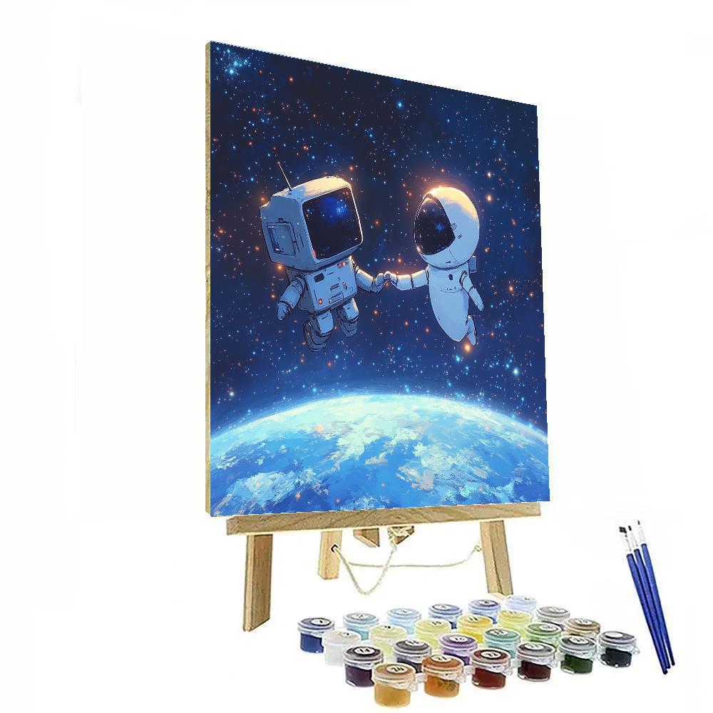 Wall E And Eve Stardust Space Dance Disney Inspired paint by number
