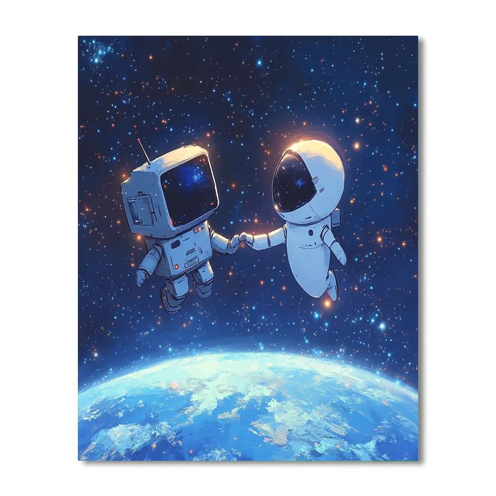 Wall E And Eve Stardust Space Dance Disney Inspired paint by number