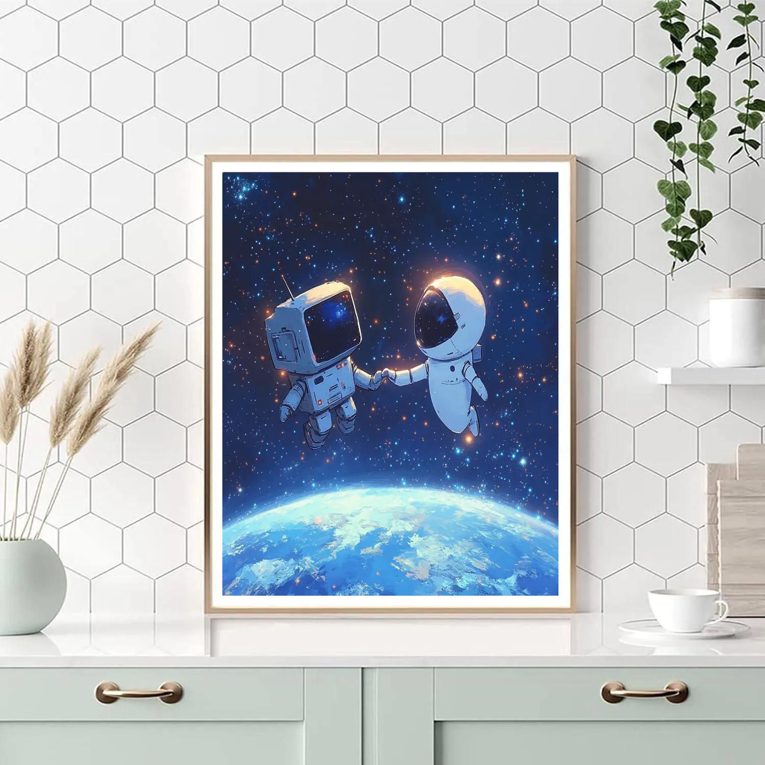 Wall E And Eve Stardust Space Dance Disney Inspired paint by number